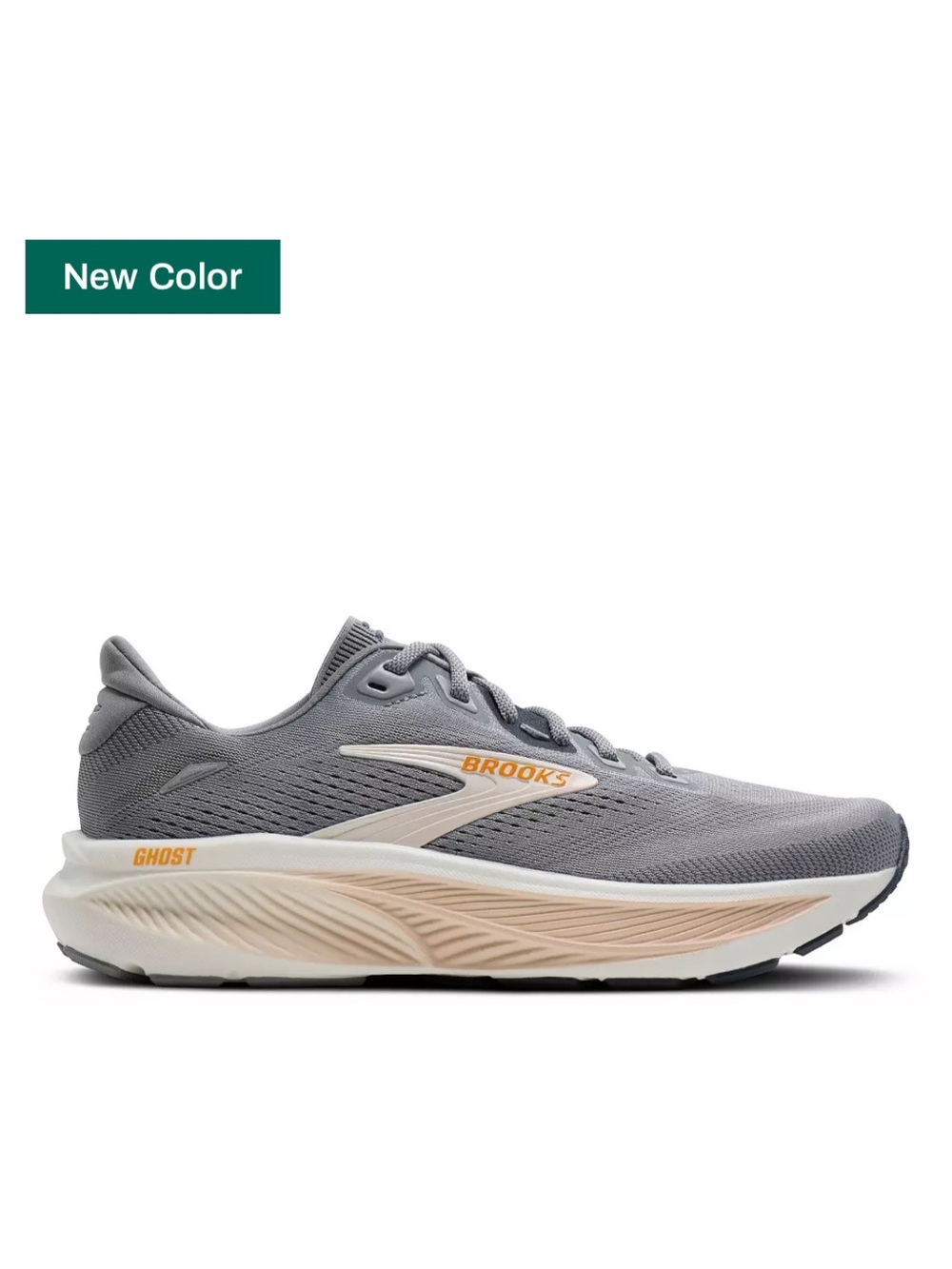 Brooks Ghost Running Shoe - Gray with Cream and Yellow Accents women size